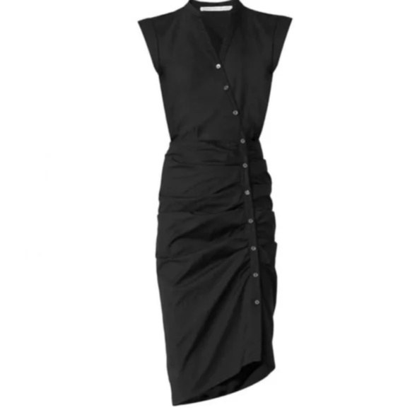 VERONICA BEARD Bell Button Down Ruched Shirtdress Sz 00 - Picture 7 of 10